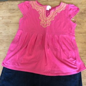 Coral Michael Kors top with gold embroidery